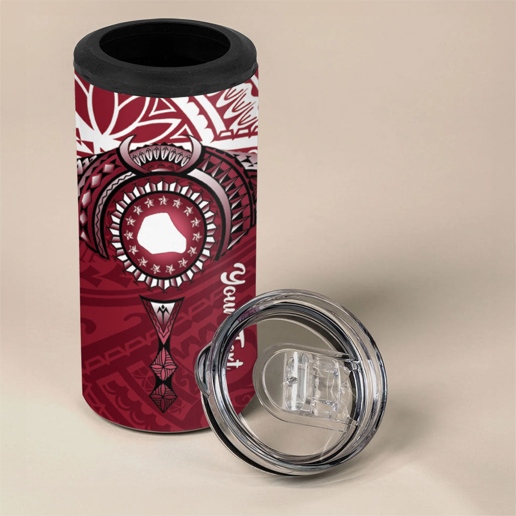Personalised Cook Islands Mangaia 4 in 1 Can Cooler Tumbler Map With Kuki Airani Manta Ray Tattoo LT14 - Polynesian Pride