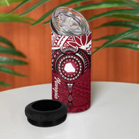 Personalised Cook Islands Mangaia 4 in 1 Can Cooler Tumbler Map With Kuki Airani Manta Ray Tattoo LT14 - Polynesian Pride