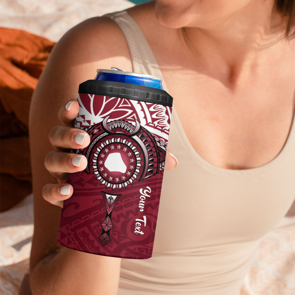 Personalised Cook Islands Mangaia 4 in 1 Can Cooler Tumbler Map With Kuki Airani Manta Ray Tattoo LT14 - Polynesian Pride