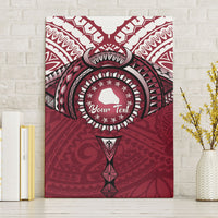 Personalised Cook Islands Mangaia Canvas Wall Art Map With Kuki Airani Manta Ray Tattoo LT14 Without Frame Maroon - Polynesian Pride