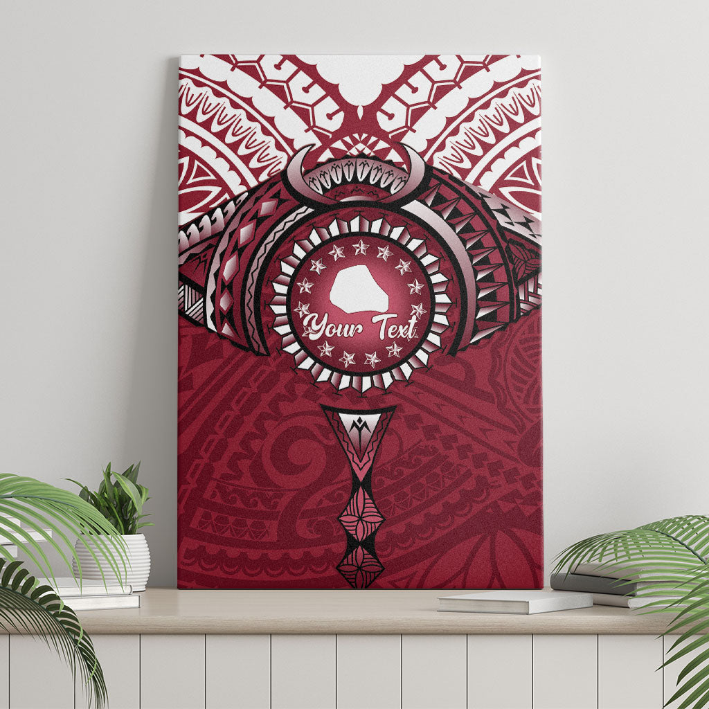 Personalised Cook Islands Mangaia Canvas Wall Art Map With Kuki Airani Manta Ray Tattoo LT14 - Polynesian Pride