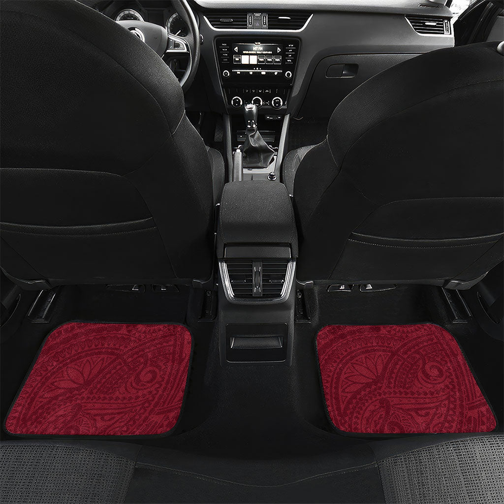 Personalised Cook Islands Mangaia Car Mats Map With Kuki Airani Manta Ray Tattoo LT14 Set 2pcs - Back Maroon - Polynesian Pride