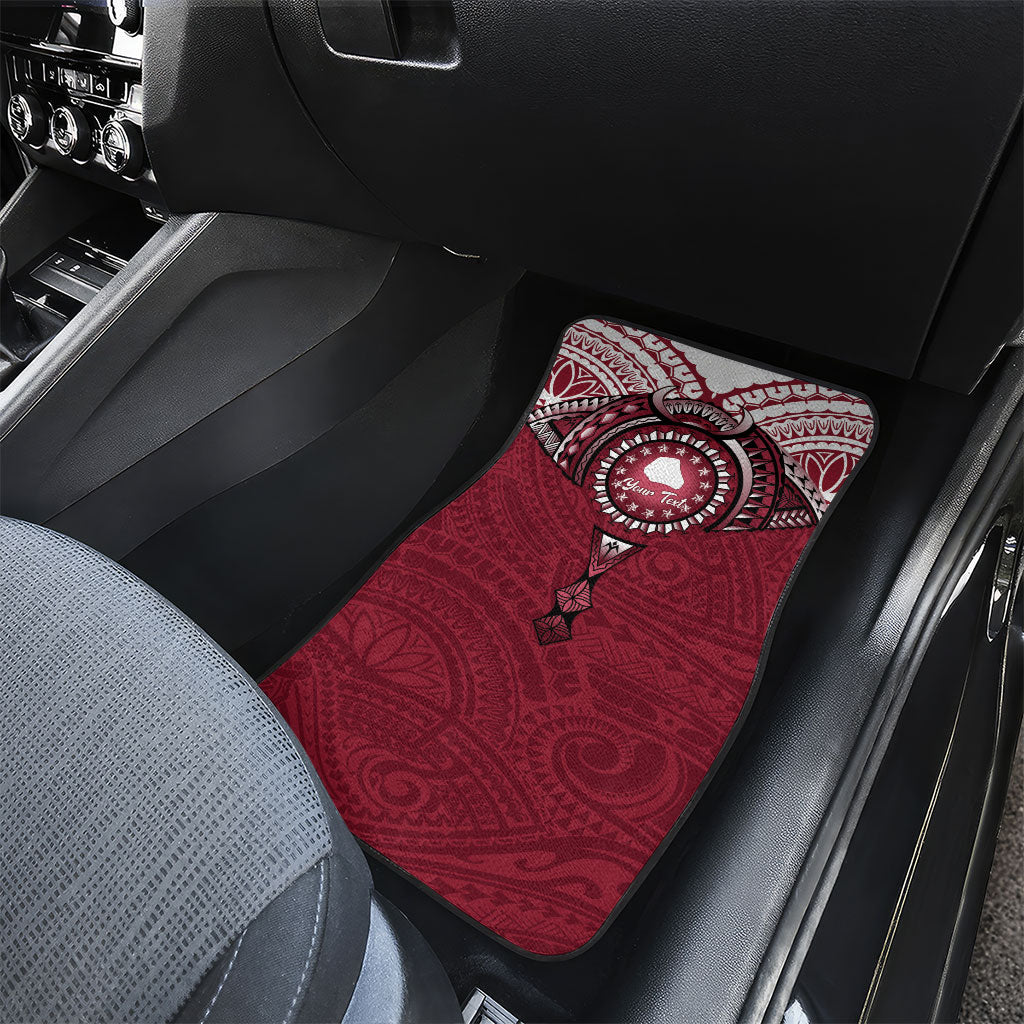Personalised Cook Islands Mangaia Car Mats Map With Kuki Airani Manta Ray Tattoo LT14 - Polynesian Pride