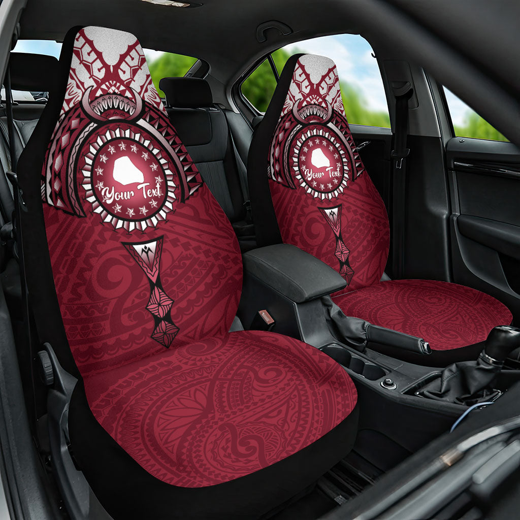 Personalised Cook Islands Mangaia Car Seat Cover Map With Kuki Airani Manta Ray Tattoo LT14 One Size Maroon - Polynesian Pride