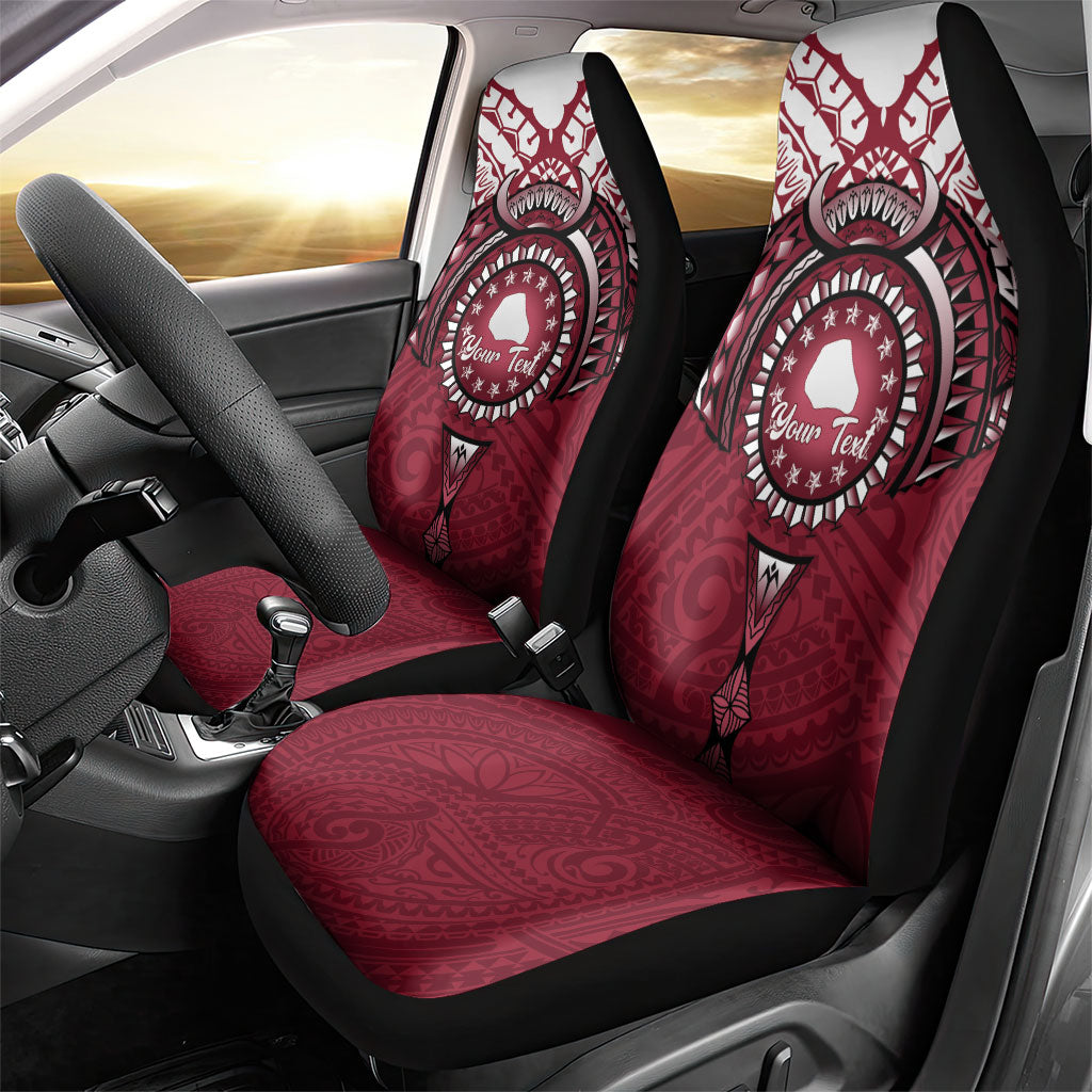 Personalised Cook Islands Mangaia Car Seat Cover Map With Kuki Airani Manta Ray Tattoo LT14 - Polynesian Pride