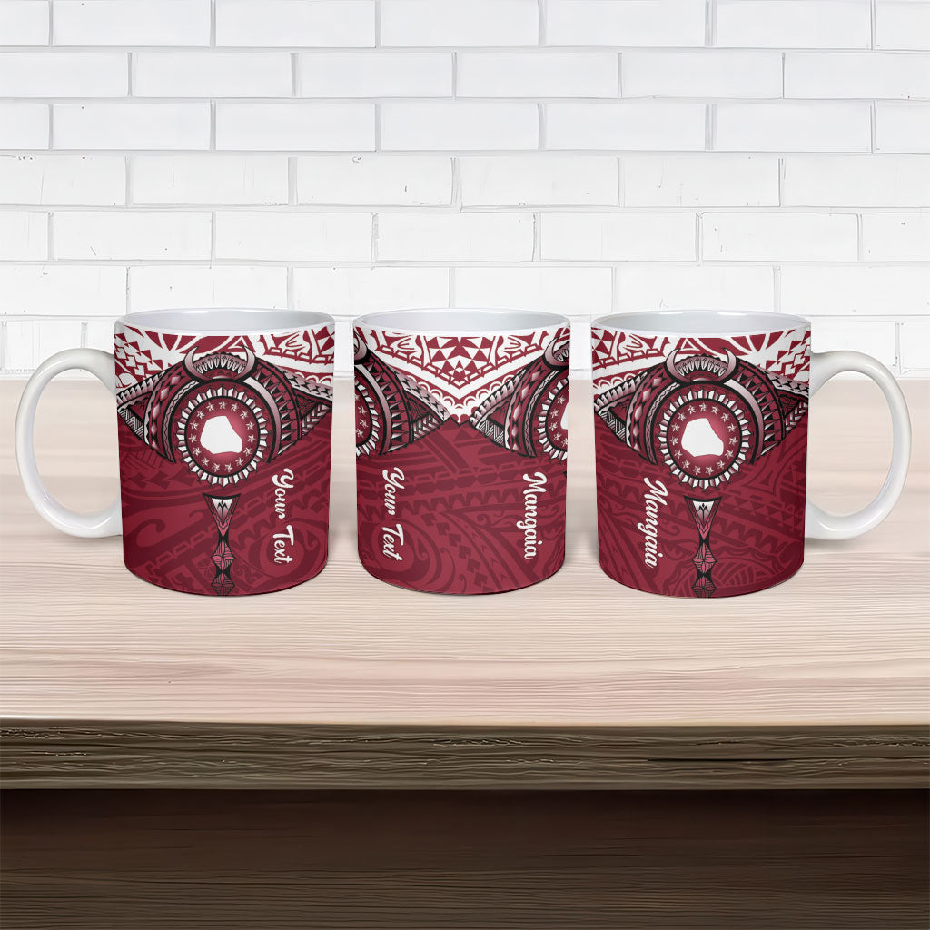 Personalised Cook Islands Mangaia Ceramic Mug Map With Kuki Airani Manta Ray Tattoo LT14 - Polynesian Pride