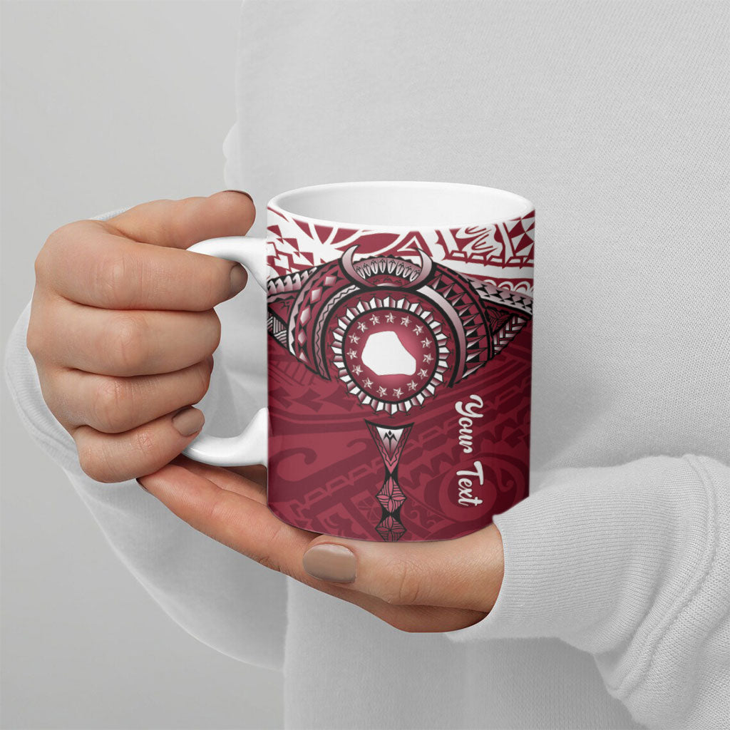 Personalised Cook Islands Mangaia Ceramic Mug Map With Kuki Airani Manta Ray Tattoo LT14 - Polynesian Pride