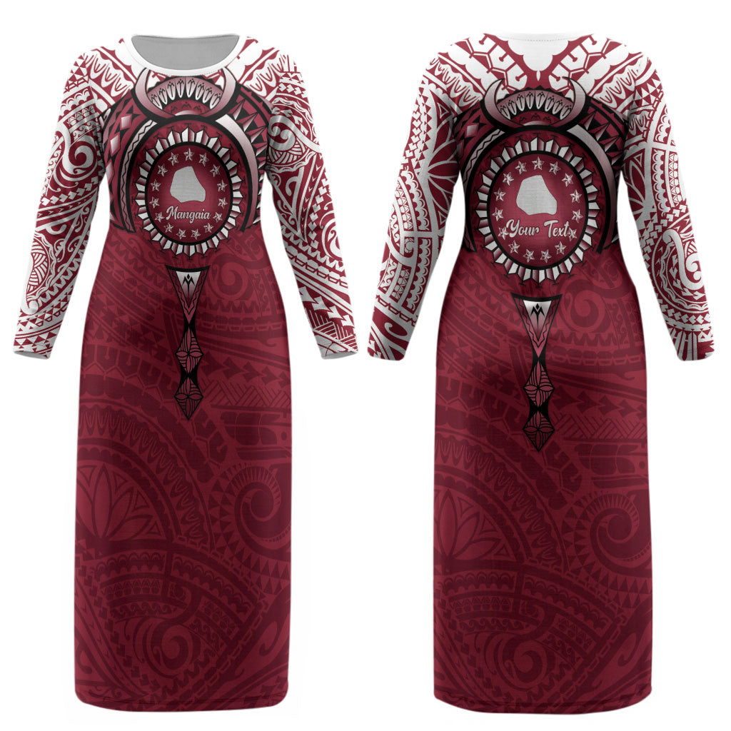 Personalised Cook Islands Mangaia Couples Matching Long Sleeve Bodycon Dress and Long Sleeve Button Shirt Map With Kuki Airani Manta Ray Tattoo LT14 - Polynesian Pride