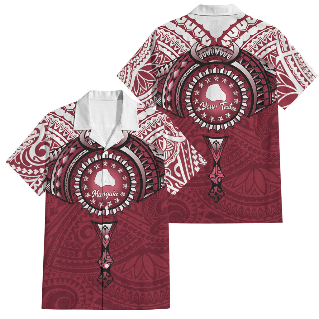Personalised Cook Islands Mangaia Family Matching Long Sleeve Bodycon Dress and Hawaiian Shirt Map With Kuki Airani Manta Ray Tattoo LT14 Dad's Shirt - Short Sleeve Maroon - Polynesian Pride