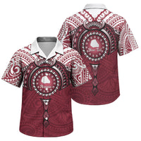 Personalised Cook Islands Mangaia Family Matching Mermaid Dress and Hawaiian Shirt Map With Kuki Airani Manta Ray Tattoo LT14 Son's Shirt Maroon - Polynesian Pride
