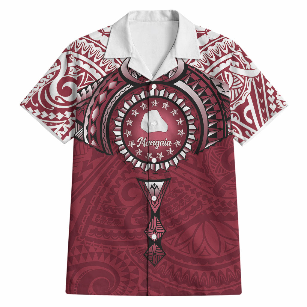 Personalised Cook Islands Mangaia Hawaiian Shirt Map With Kuki Airani Manta Ray Tattoo LT14 Maroon - Polynesian Pride