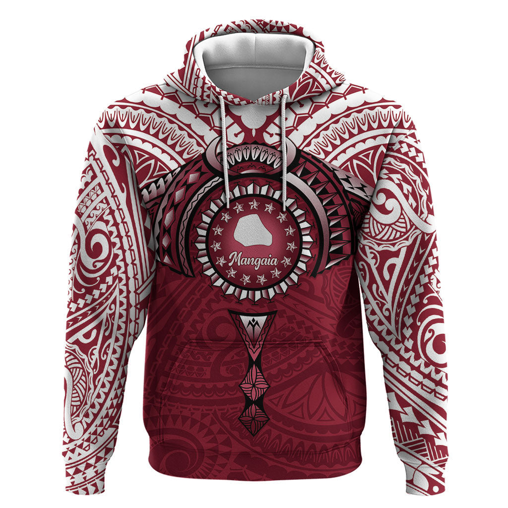 Personalised Cook Islands Mangaia Hoodie Map With Kuki Airani Manta Ray Tattoo LT14 Pullover Hoodie Maroon - Polynesian Pride