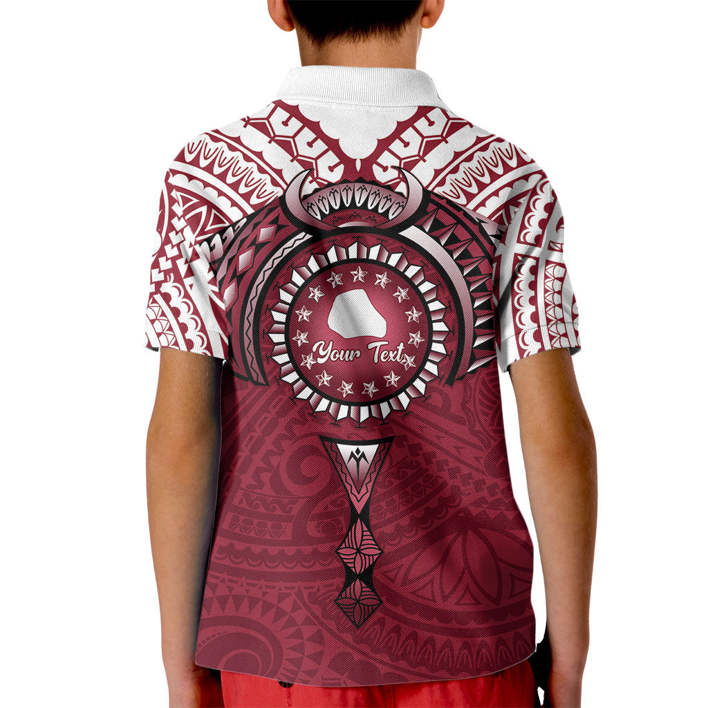 Personalised Cook Islands Mangaia Kid Polo Shirt Map With Kuki Airani Manta Ray Tattoo LT14 - Polynesian Pride
