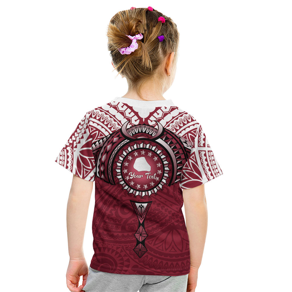 Personalised Cook Islands Mangaia Kid T Shirt Map With Kuki Airani Manta Ray Tattoo LT14 - Polynesian Pride