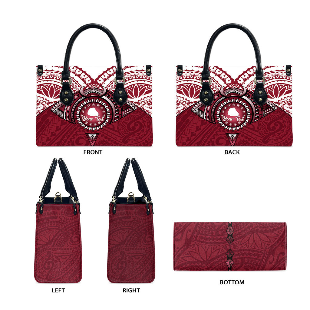 Personalised Cook Islands Mangaia Leather Bag Map With Kuki Airani Manta Ray Tattoo LT14 - Polynesian Pride