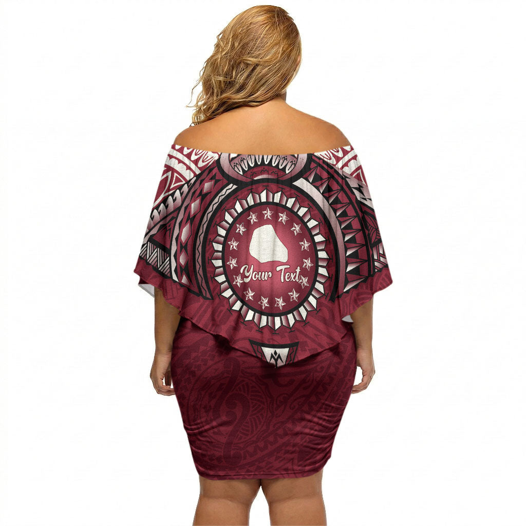 Personalised Cook Islands Mangaia Off Shoulder Short Dress Map With Kuki Airani Manta Ray Tattoo LT14 - Polynesian Pride
