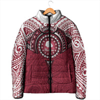 Personalised Cook Islands Mangaia Padded Jacket Map With Kuki Airani Manta Ray Tattoo LT14 - Polynesian Pride