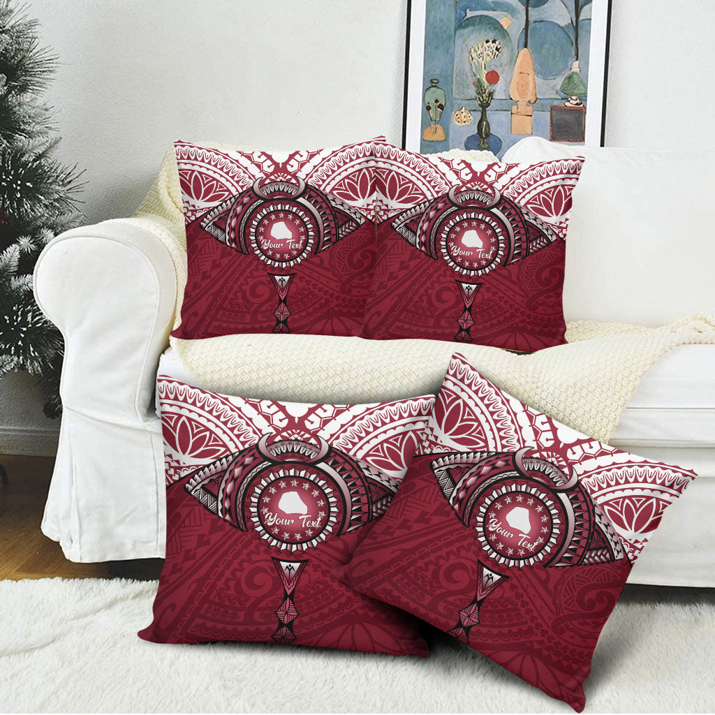Personalised Cook Islands Mangaia Pillow Cover Map With Kuki Airani Manta Ray Tattoo LT14 - Polynesian Pride