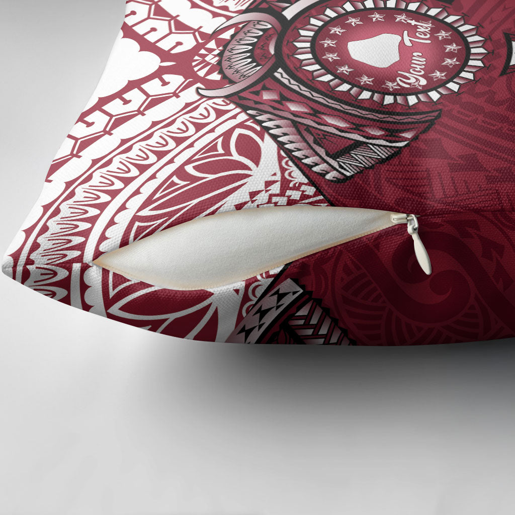 Personalised Cook Islands Mangaia Pillow Cover Map With Kuki Airani Manta Ray Tattoo LT14 - Polynesian Pride