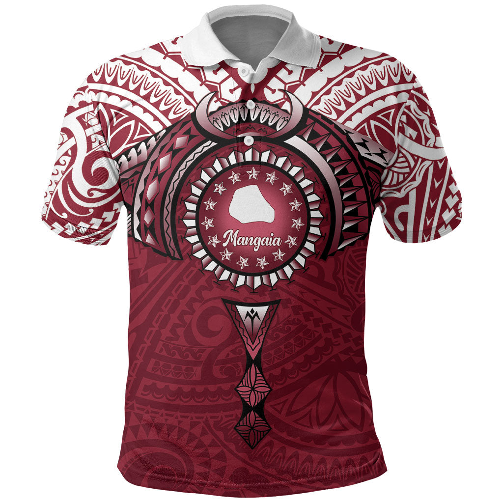 Personalised Cook Islands Mangaia Polo Shirt Map With Kuki Airani Manta Ray Tattoo LT14 Maroon - Polynesian Pride