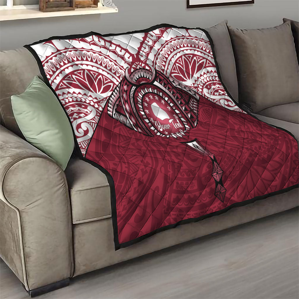 Personalised Cook Islands Mangaia Quilt Map With Kuki Airani Manta Ray Tattoo LT14 - Polynesian Pride