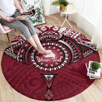 Personalised Cook Islands Mangaia Round Carpet Map With Kuki Airani Manta Ray Tattoo LT14 - Polynesian Pride
