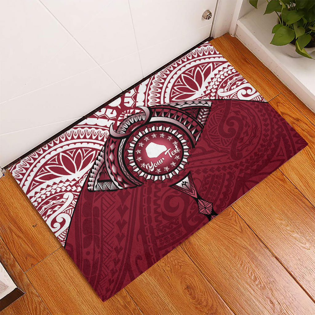 Personalised Cook Islands Mangaia Rubber Doormat Map With Kuki Airani Manta Ray Tattoo LT14 - Polynesian Pride