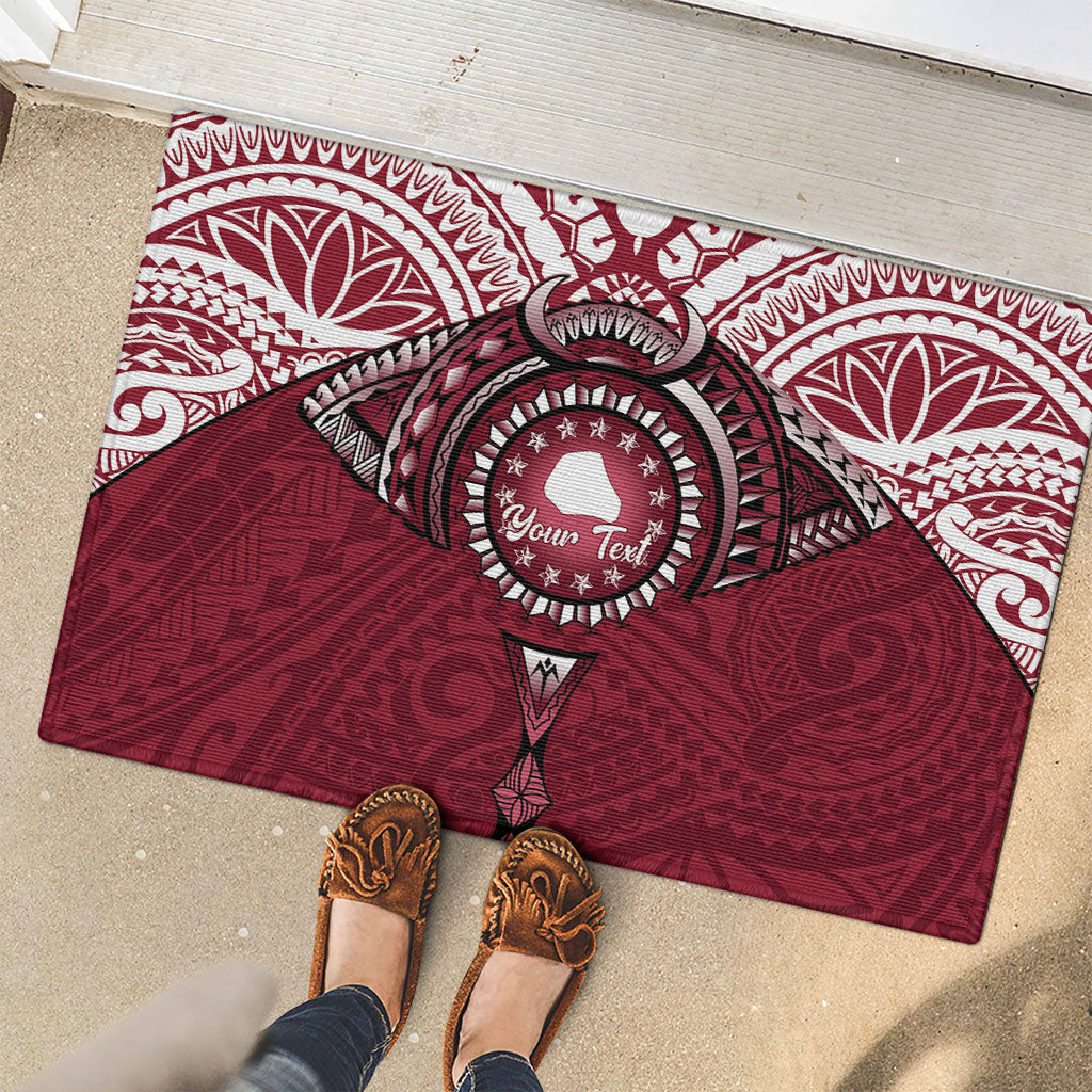Personalised Cook Islands Mangaia Rubber Doormat Map With Kuki Airani Manta Ray Tattoo LT14 - Polynesian Pride