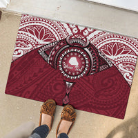 Personalised Cook Islands Mangaia Rubber Doormat Map With Kuki Airani Manta Ray Tattoo LT14 - Polynesian Pride