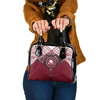 Personalised Cook Islands Mangaia Shoulder Handbag Map With Kuki Airani Manta Ray Tattoo LT14 One Size Maroon - Polynesian Pride