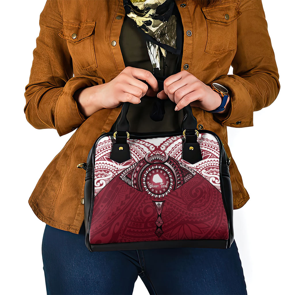 Personalised Cook Islands Mangaia Shoulder Handbag Map With Kuki Airani Manta Ray Tattoo LT14 - Polynesian Pride
