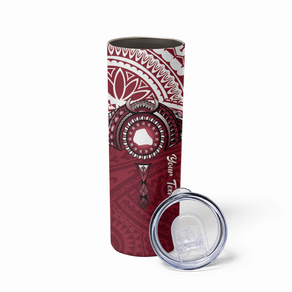 Personalised Cook Islands Mangaia Skinny Tumbler Map With Kuki Airani Manta Ray Tattoo LT14 - Polynesian Pride