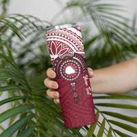 Personalised Cook Islands Mangaia Skinny Tumbler Map With Kuki Airani Manta Ray Tattoo LT14 - Polynesian Pride