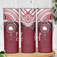 Personalised Cook Islands Mangaia Skinny Tumbler Map With Kuki Airani Manta Ray Tattoo LT14 - Polynesian Pride