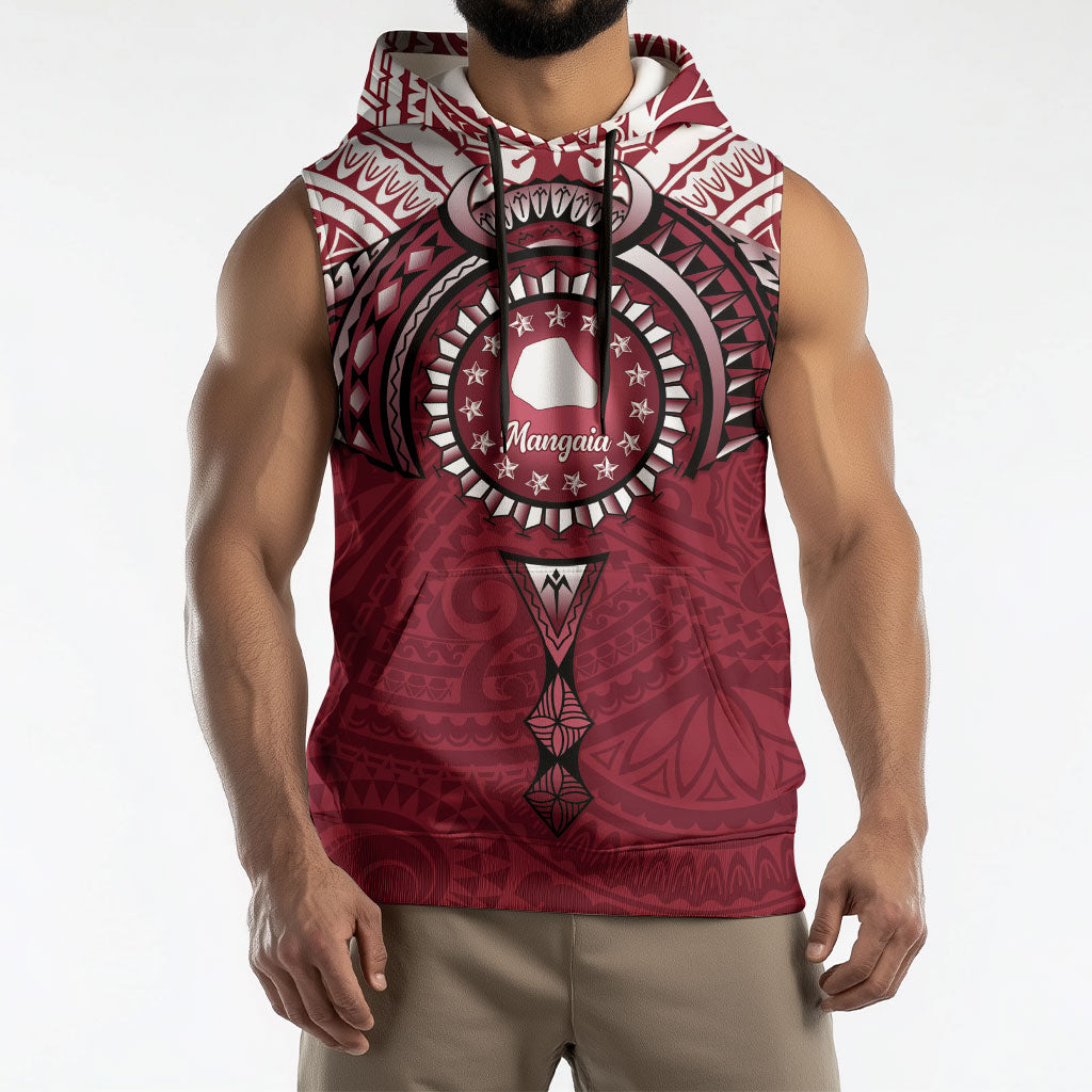 Personalised Cook Islands Mangaia Sleeveless Hoodie Map With Kuki Airani Manta Ray Tattoo LT14 - Polynesian Pride