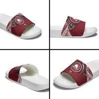 Personalised Cook Islands Mangaia Slide Sandals Map With Kuki Airani Manta Ray Tattoo LT14 - Polynesian Pride