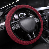 Cook Islands Mangaia Steering Wheel Cover Map With Kuki Airani Manta Ray Tattoo LT14 Universal Fit Maroon - Polynesian Pride