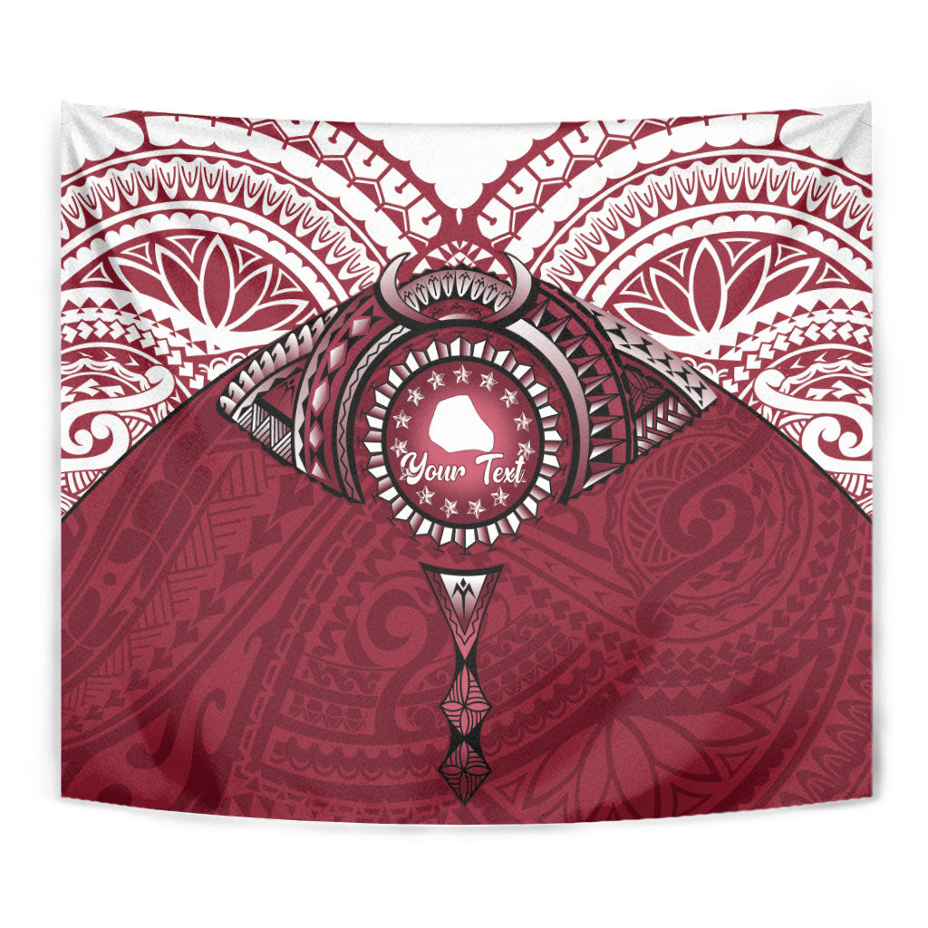 Personalised Cook Islands Mangaia Tapestry Map With Kuki Airani Manta Ray Tattoo LT14 - Polynesian Pride