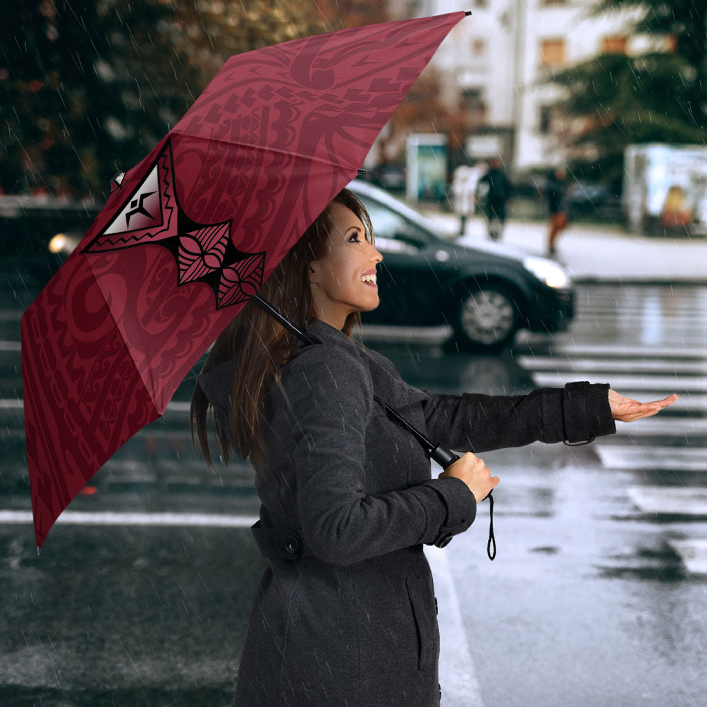 Personalised Cook Islands Mangaia Umbrella Map With Kuki Airani Manta Ray Tattoo LT14 - Polynesian Pride