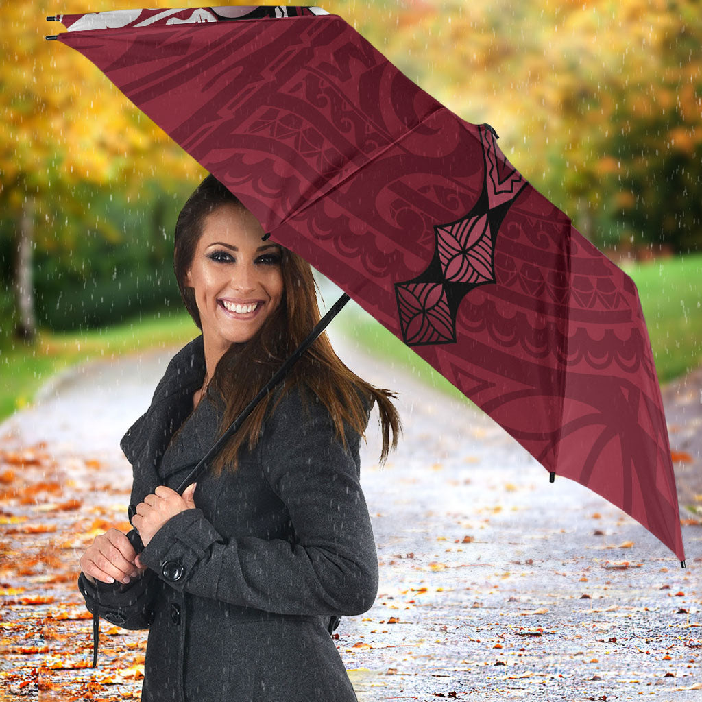Personalised Cook Islands Mangaia Umbrella Map With Kuki Airani Manta Ray Tattoo LT14 - Polynesian Pride