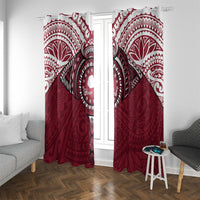 Personalised Cook Islands Mangaia Window Curtain Map With Kuki Airani Manta Ray Tattoo LT14 With Grommets Maroon - Polynesian Pride
