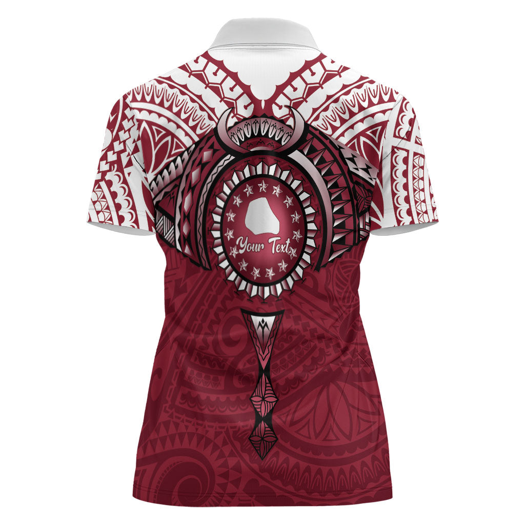 Personalised Cook Islands Mangaia Women Polo Shirt Map With Kuki Airani Manta Ray Tattoo LT14 - Polynesian Pride