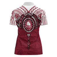Personalised Cook Islands Mangaia Women Polo Shirt Map With Kuki Airani Manta Ray Tattoo LT14 - Polynesian Pride