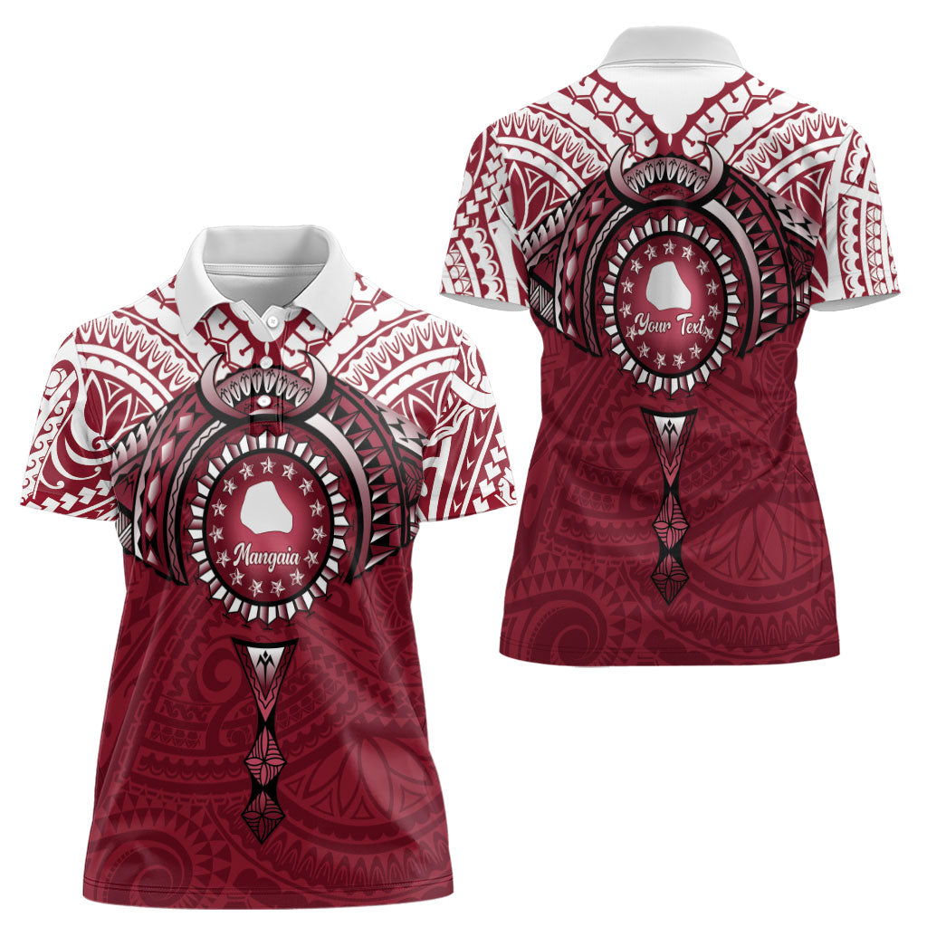Personalised Cook Islands Mangaia Women Polo Shirt Map With Kuki Airani Manta Ray Tattoo LT14 - Polynesian Pride