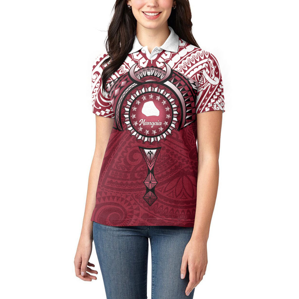 Personalised Cook Islands Mangaia Women Polo Shirt Map With Kuki Airani Manta Ray Tattoo LT14 - Polynesian Pride