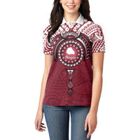 Personalised Cook Islands Mangaia Women Polo Shirt Map With Kuki Airani Manta Ray Tattoo LT14 - Polynesian Pride