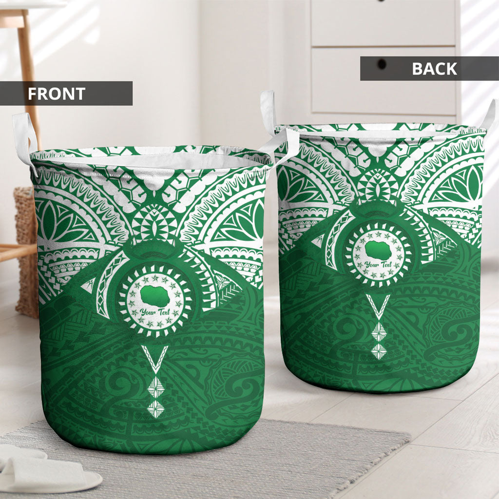 Personalised Cook Islands Rarotonga Laundry Basket Map With Kuki Airani Manta Ray Tattoo LT14 - Polynesian Pride