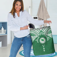 Personalised Cook Islands Rarotonga Laundry Basket Map With Kuki Airani Manta Ray Tattoo LT14 - Polynesian Pride