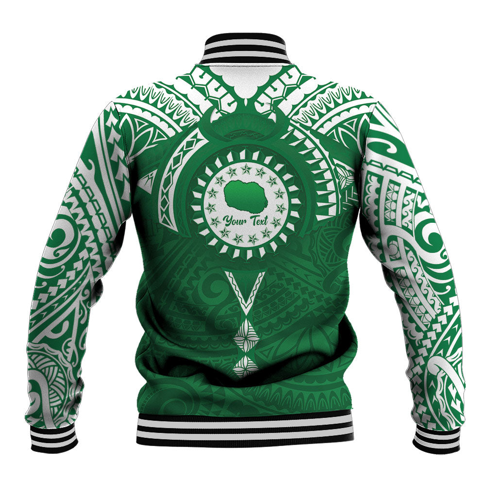 Personalised Cook Islands Rarotonga Baseball Jacket Map With Kuki Airani Manta Ray Tattoo LT14 - Polynesian Pride