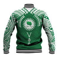 Personalised Cook Islands Rarotonga Baseball Jacket Map With Kuki Airani Manta Ray Tattoo LT14 - Polynesian Pride